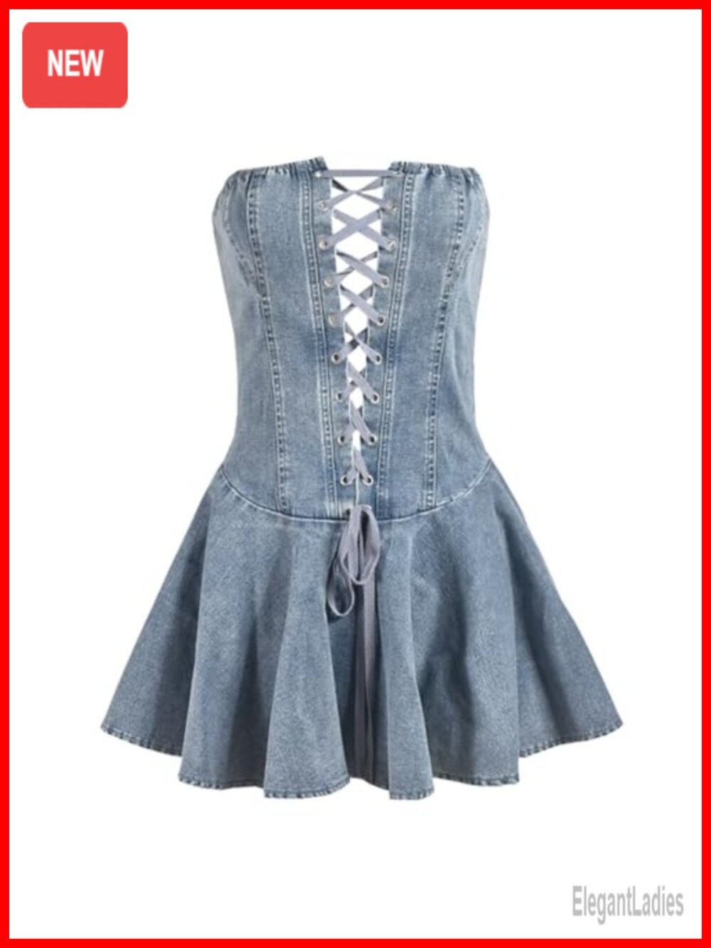 Off Shoulder Denim Mini Dress Lace-Up Sexy Party Clubwear